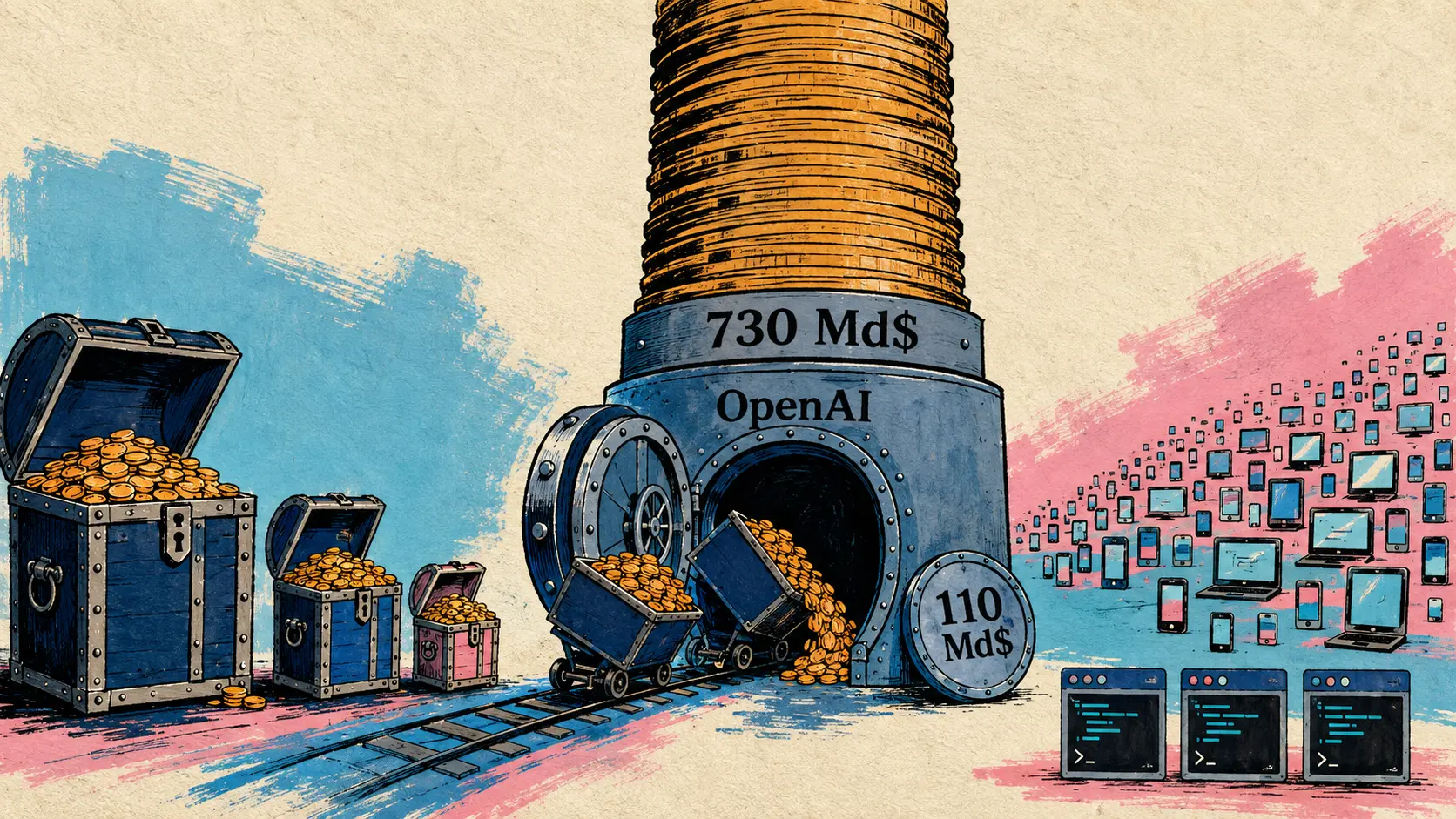 OpenAI sammelt 110 Mrd. $ bei 730 Mrd. $ Bewertung, Gemini Drop Februar und GitHub Agentic Workflows